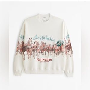 Abercrombie & Fitch Men’s Budweiser Graphic Crew Sweatshirt Size Large L NWT
